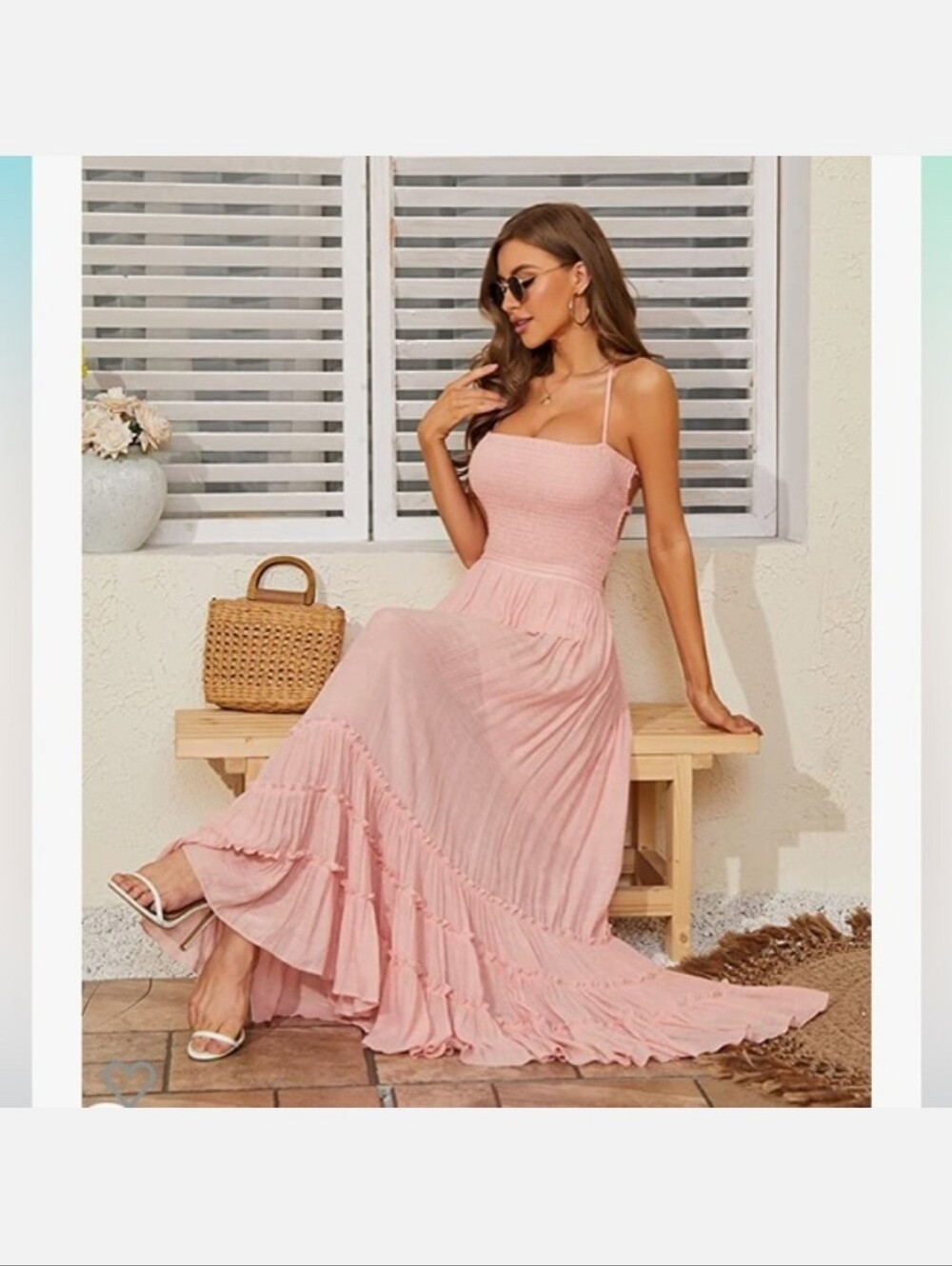 R. Vivimos Smocked Halter Maxi Dress - Pink